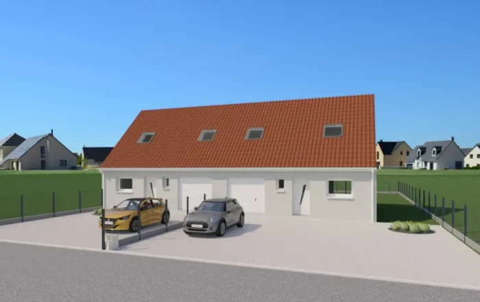 perspective d'un projet locatif de 2 maisons à Saint-Omer (62)