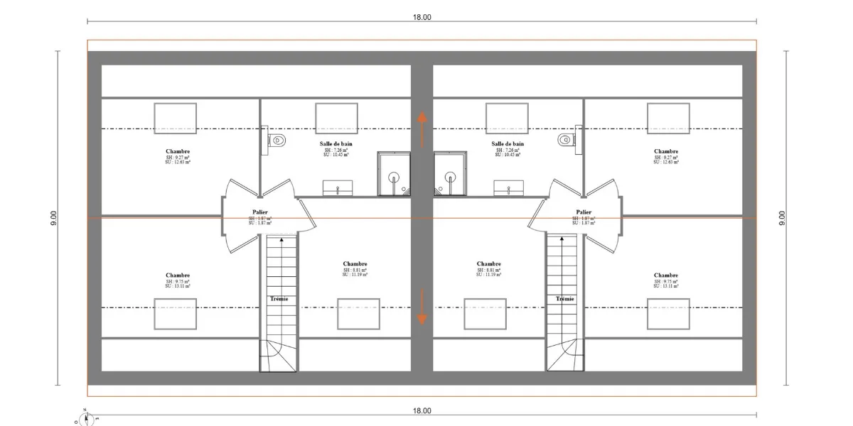 plan étage maison neuve pour investissement locatif Saint-Omer
