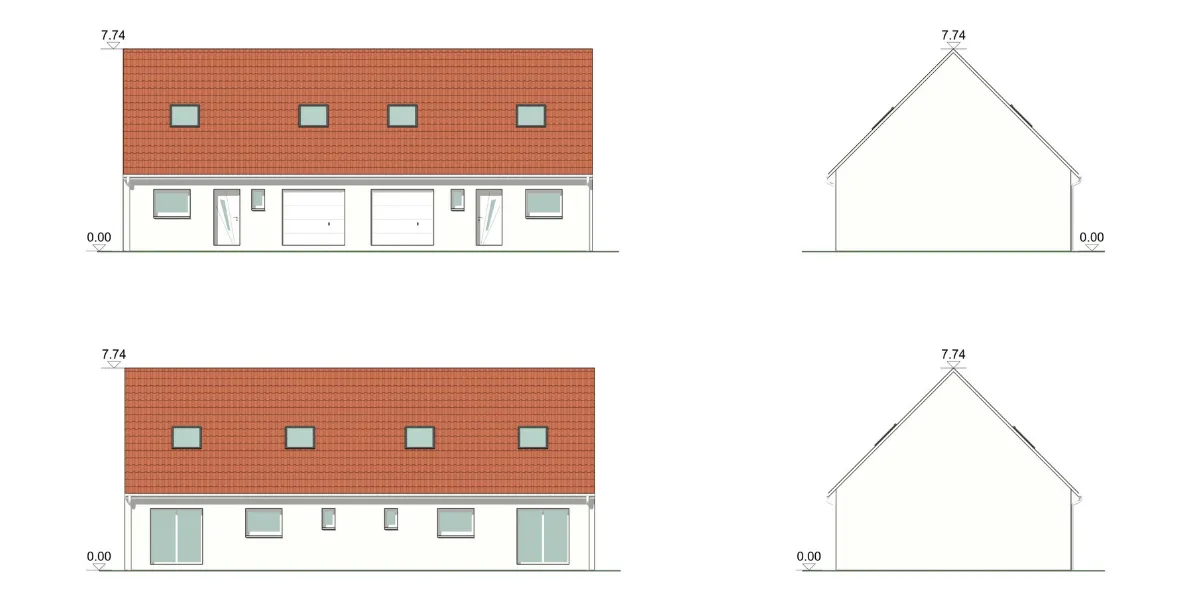 plan construction de 2 maisons pour un projet locatif